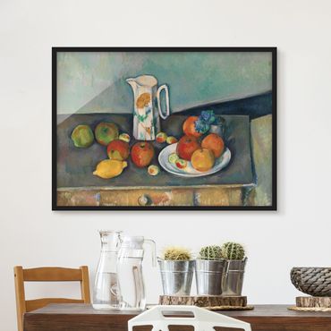 Quadros com moldura Paul Cézanne - Still Life With Milk Jug And Fruit