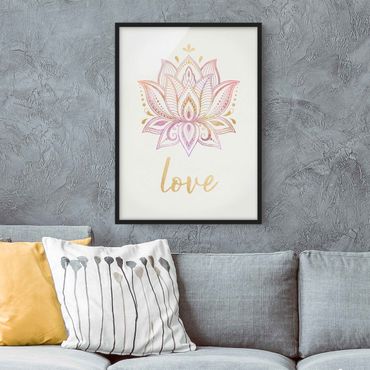 Quadros com moldura Lotus Illustration Love Gold Light Pink