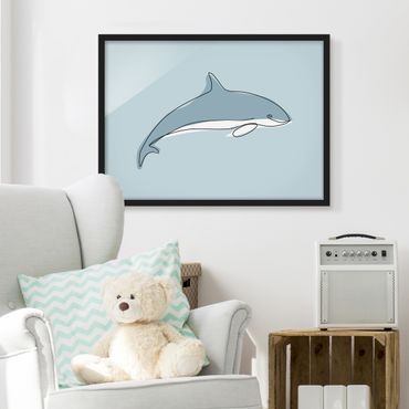 Quadros com moldura Dolphin Line Art