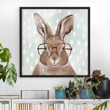 Quadros com moldura Animals With Glasses - Rabbit