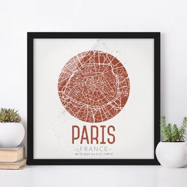 Quadros com moldura City Map Paris - Retro