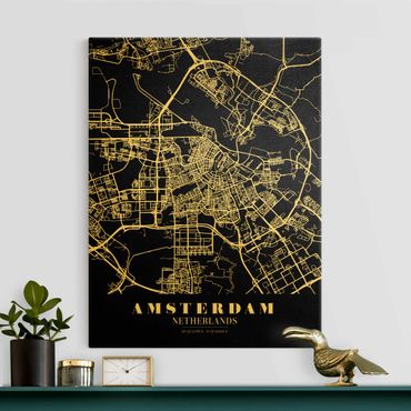 Telas decorativas Amsterdam City Map - Classic Black