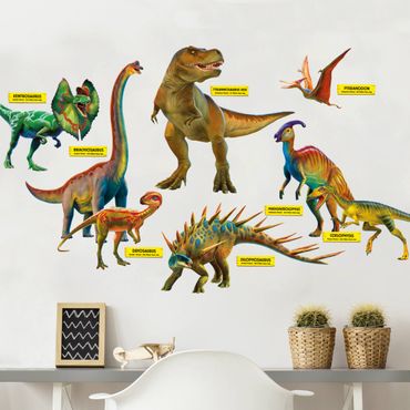 Autocolantes de parede Dinosaur set with name badges