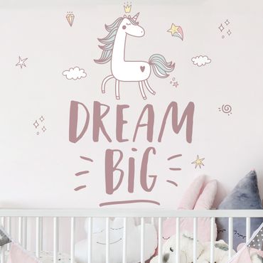 Autocolantes de parede Dream Big Unicorn