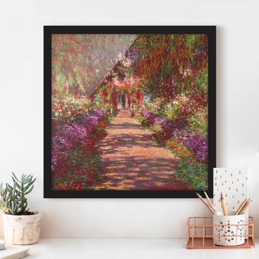 Quadros com moldura Claude Monet - Pathway In Monet's Garden At Giverny