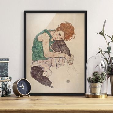 Quadros com moldura Egon Schiele - Sitting Woman With A Knee Up