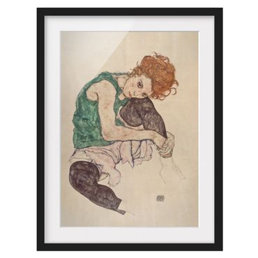 Quadros com moldura Egon Schiele - Sitting Woman With A Knee Up