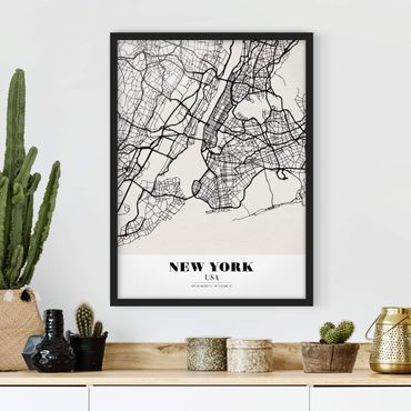 Quadros com moldura New York City Map - Classic