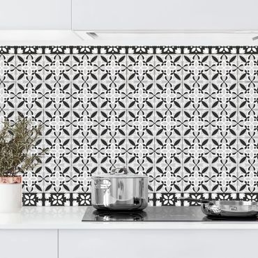Backsplash de cozinha Geometrical Tile Mix Blossom Black