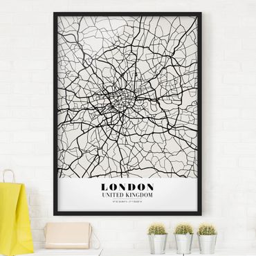 Quadros com moldura London City Map - Classic