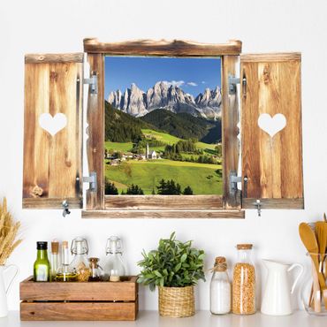 Autocolantes de parede Window with heart Geislerspitzen in South Tyrol