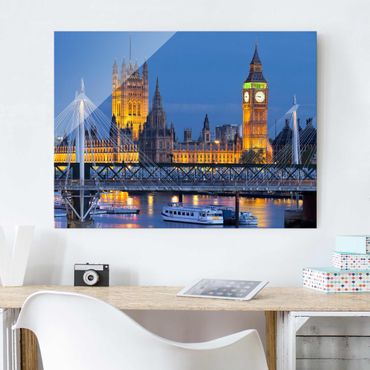 Quadros em vidro Big Ben And Westminster Palace In London At Night
