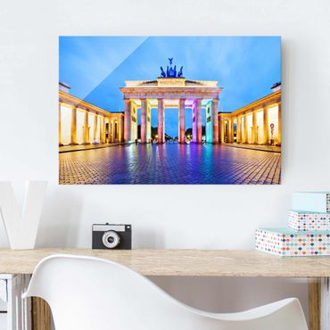 Quadros em vidro Illuminated Brandenburg Gate