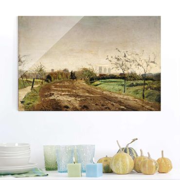 Quadros em vidro Otto Modersohn - Morning Landscape with Carriage near Münster
