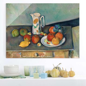 Quadros em vidro Paul Cézanne - Still Life With Milk Jug And Fruit
