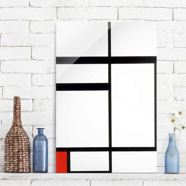 Quadros em vidro Piet Mondrian - Composition with Red, Black and White