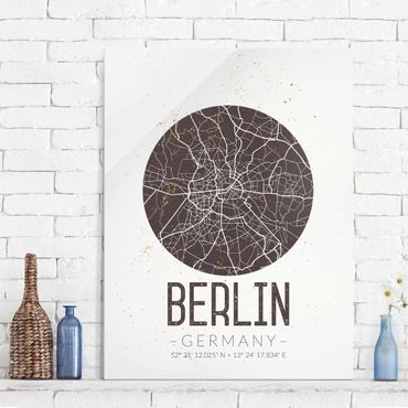 Quadros em vidro City Map Berlin - Retro