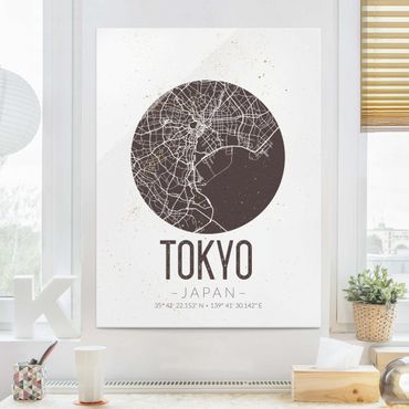 Quadros em vidro Tokyo City Map - Retro