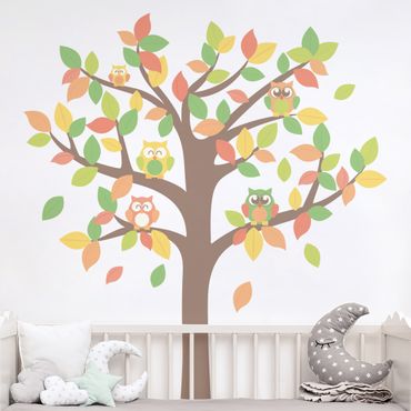 Autocolantes de parede Autumnal owl tree