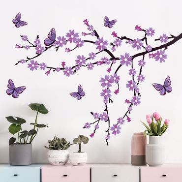 Autocolantes de parede Purple flower branch