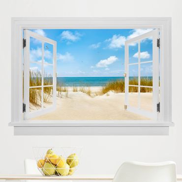 Autocolantes de parede Open window beach at the North Sea