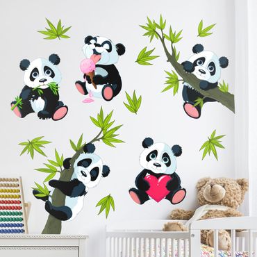 Autocolantes de parede Panda bear set heart