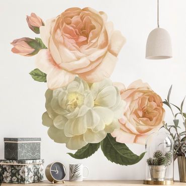 Autocolantes de parede Peach-colored rose bouquet