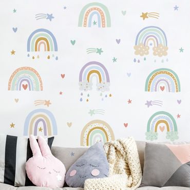 Autocolantes de parede Rainbows Pastel Set