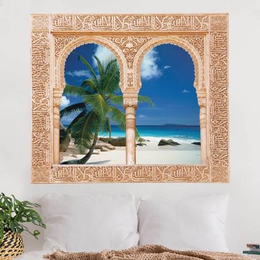 Autocolantes de parede Decorated window dream beach