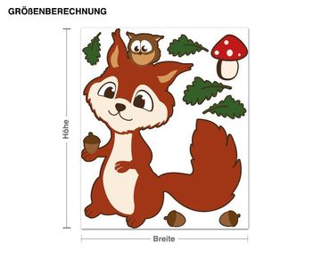 Autocolantes de parede Squirrel And Owl Illustration
