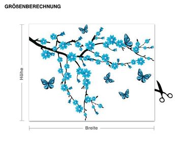 Autocolantes de parede Floral Branch With Butterflies