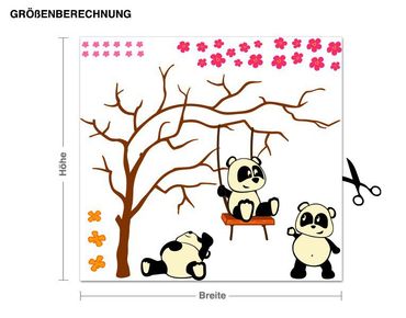 Autocolantes de parede Panda Friends Swinging On A Branch