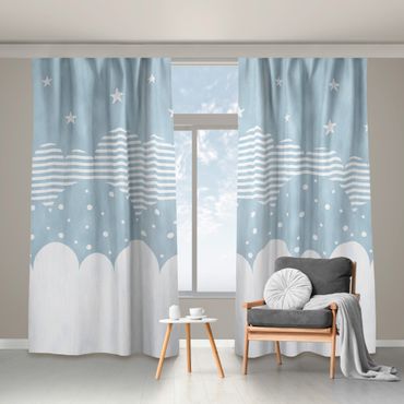 Cortinas Clouds and Stars - blue