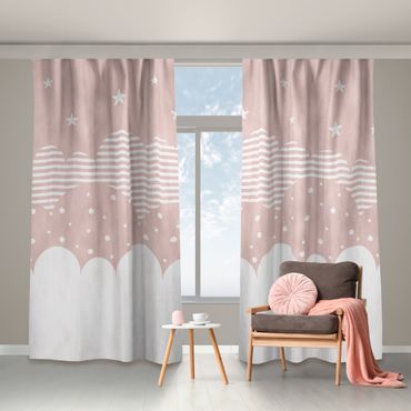 Cortinas Clouds and Stars - pink