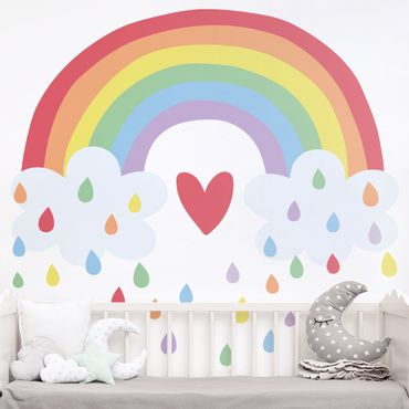 Autocolantes de parede XXL Rainbow Heart Colourful