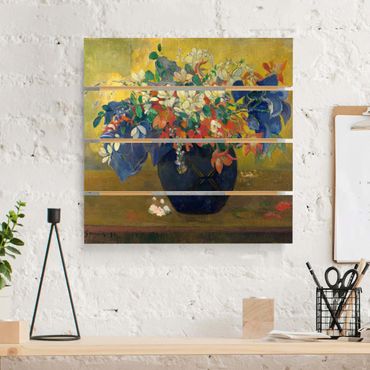Quadros em madeira Paul Gauguin - Flowers in a Vase