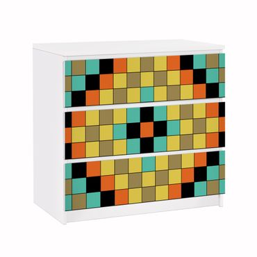 Papel autocolante para móveis Cómoda Malm Colourful Mosaic