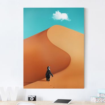 Telas decorativas Desert With Penguin