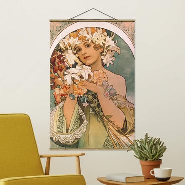 Quadros em tecido Alfons Mucha - Flower