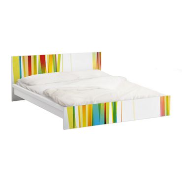 Papel autocolante para móveis Cama Malm IKEA Rainbow Stripes