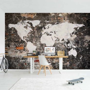 Mural de parede Old Wall World Map
