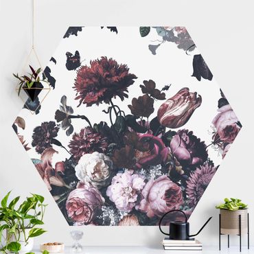 Papel de parede hexagonal Old Masters Flower Rush With Roses Bouquet