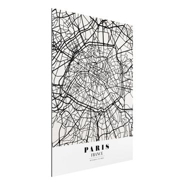Quadros em alumínio Dibond Paris City Map - Classic