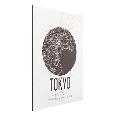 Quadros em alumínio Dibond Tokyo City Map - Retro