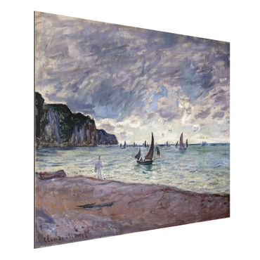 Quadros em alumínio Dibond Claude Monet - Fishing Boats In Front Of The Beach And Cliffs Of Pourville