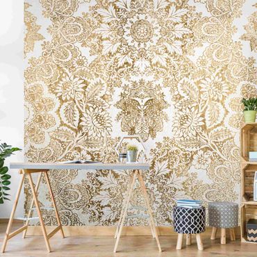 Papel de parede padrões Antique Baroque Wallpaper In Gold