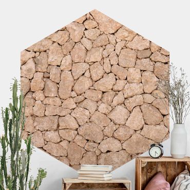 Papel de parede hexagonal Apulia Stonewall - Ancient Stone Wall Of Large Stones