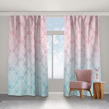 Cortinas Watercolour Baroque Pattern With Blue Pink Gradient