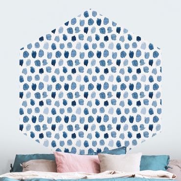 Papel de parede hexagonal Watercolour Blobs In Indigo