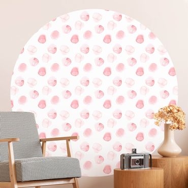 Papel de parede redondo Watercolour Dots Rosa